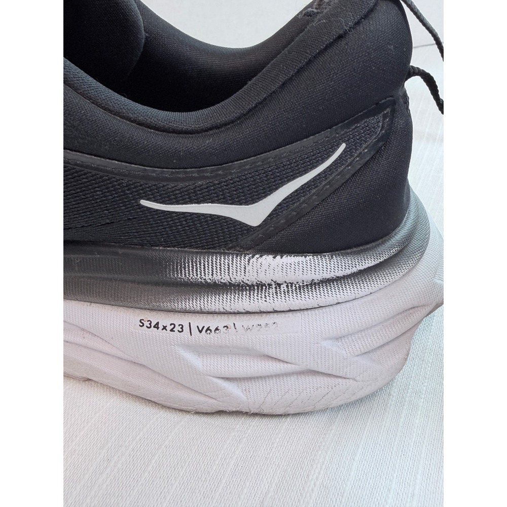 Hoka Bondi 8 Running Shoes Womens 9B Black White Good Max Cushion 1127952 BWHT - Picture 11 of 12